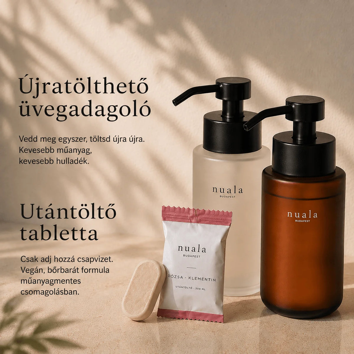 Nuala™ Újratölthető Tablettás Habszappan Szett